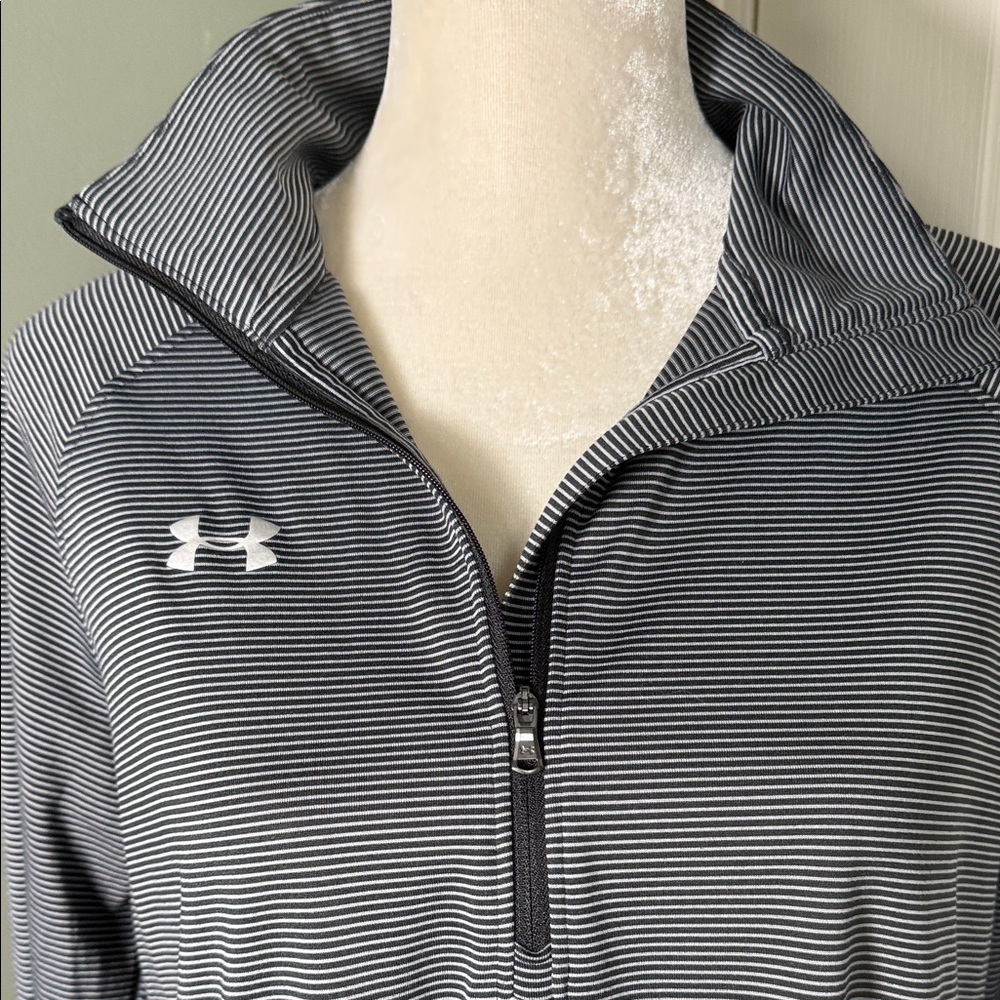 Under Armour HeatGear Striped 1/4 Zip Pullover Athletic Top LG - Picture 3 of 7
